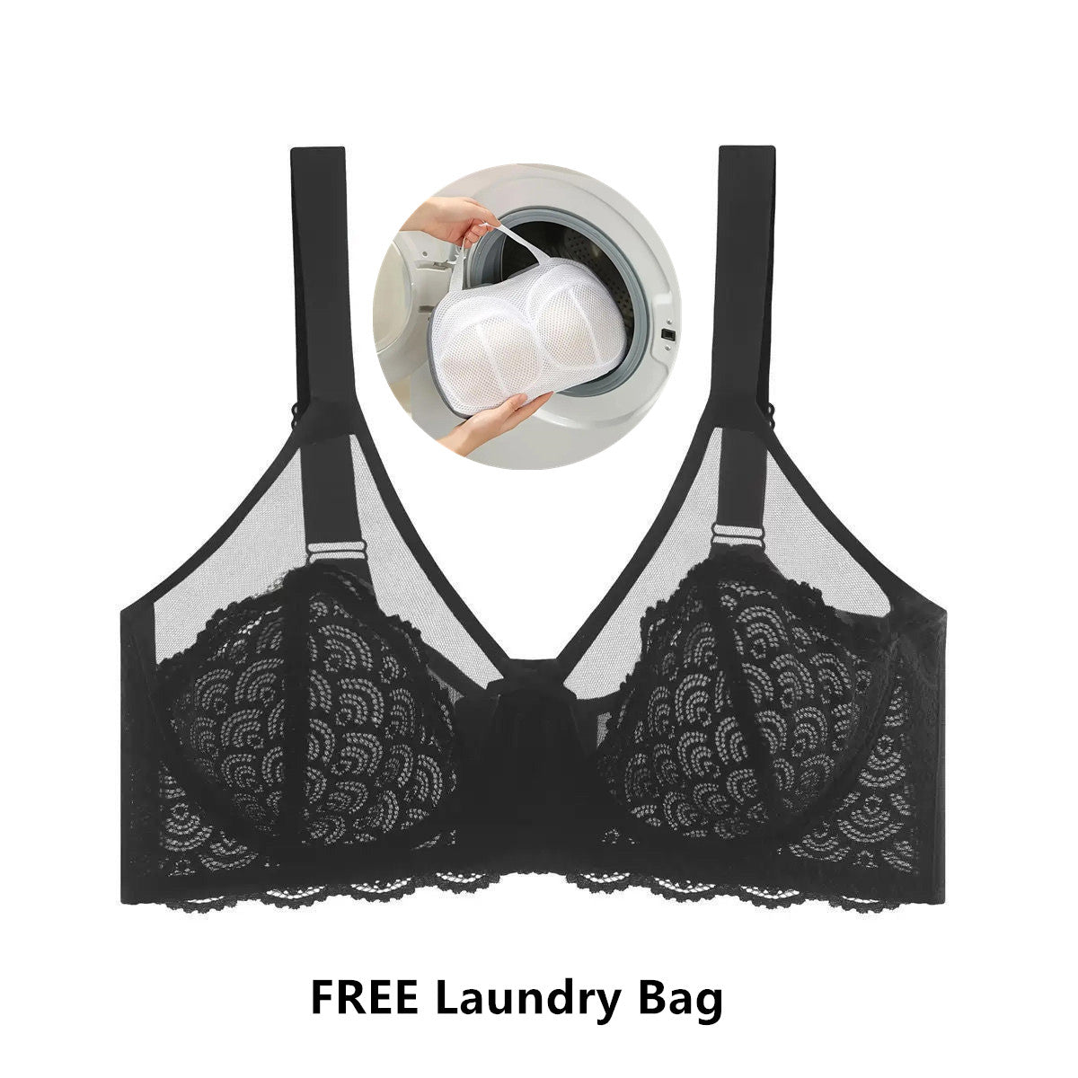 🔥Last Day Get a free sturdy lingerie laundry bag 🔥Ultra-Thin Lace Bra for Full Figures